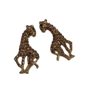 Giraffe gold tone and crystal earrings